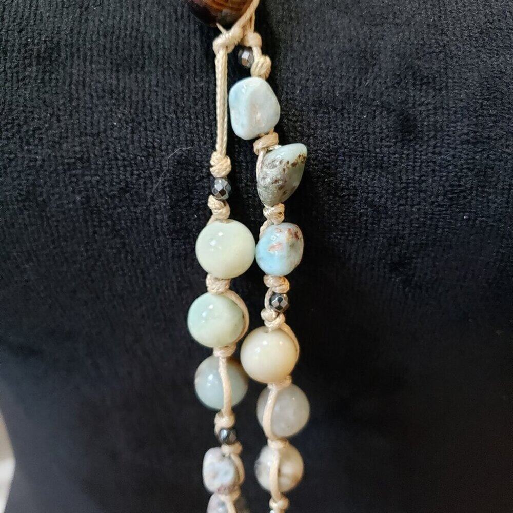 Womens Fashion Mixed Bead Faceted Bead Natural Quartz Chips Tassel Long Necklace - Picture 4 of 9